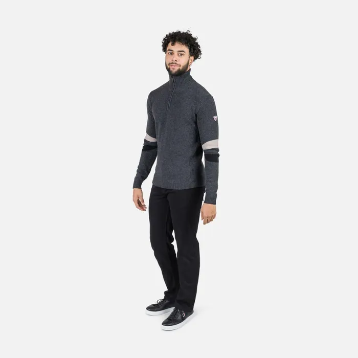 Herren Sweatshirts Und Pullover Rossignol Herrenstrickpullover Mit Halblangem Reiverschluss Signature Onyxgrey