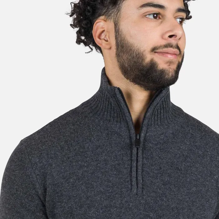 Herren Sweatshirts Und Pullover Rossignol Herrenstrickpullover Mit Halblangem Reiverschluss Signature Onyxgrey