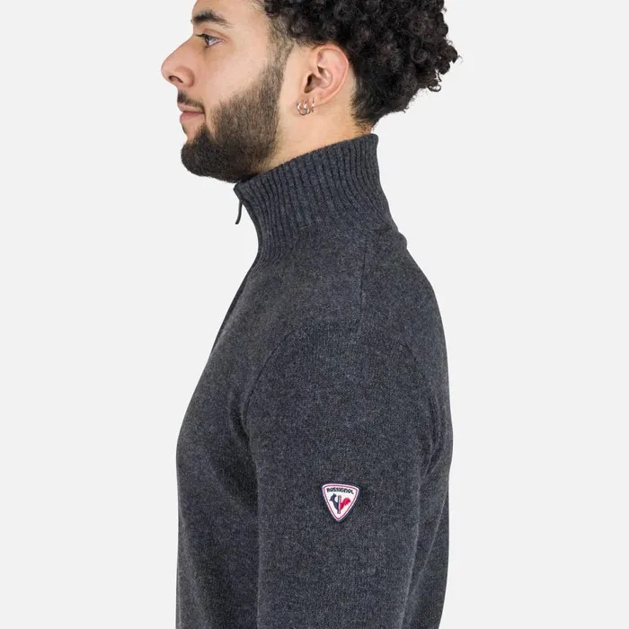 Herren Sweatshirts Und Pullover Rossignol Herrenstrickpullover Mit Halblangem Reiverschluss Signature Onyxgrey