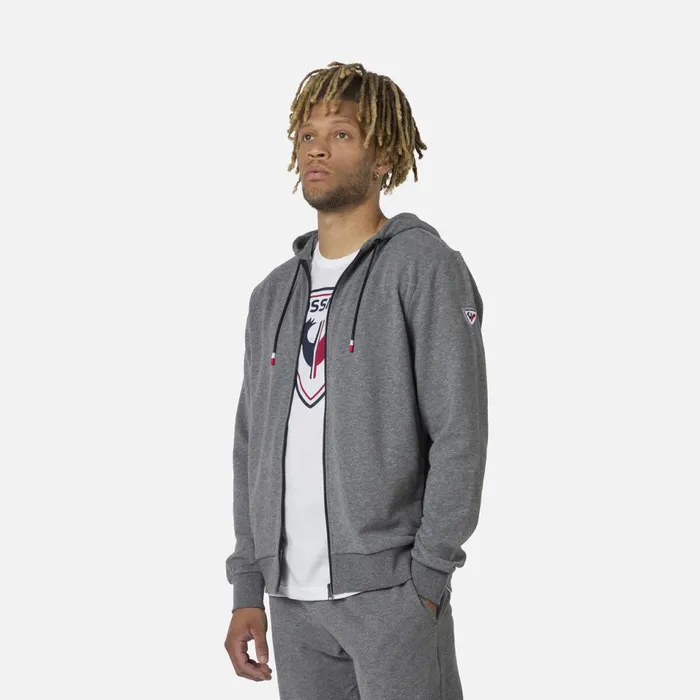 Herren Sweatshirts Und Pullover Rossignol Herrensweatshirt Mit Kapuze Logo Und Durchgehendem Reiverschluss Heathergrey280