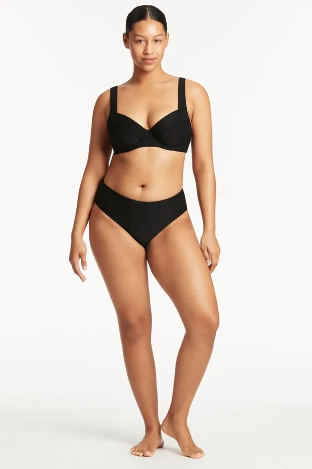 Honeycomb Mid Bikini Pant Honeycomb Black Women Sea Level Bottoms