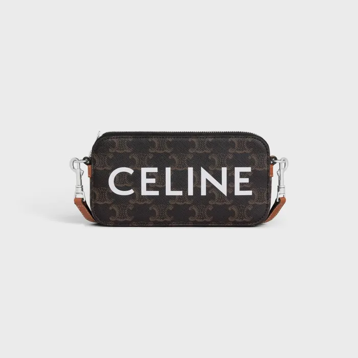 Horizontal Pouch In Triomphe Canvas With Celine Print Tan Men CELINE TECH ACCESSORIES