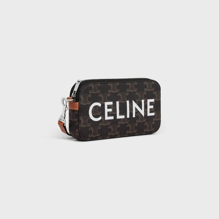 Horizontal Pouch In Triomphe Canvas With Celine Print Tan Men CELINE TECH ACCESSORIES Horizontal Pouch In Triomphe Canvas With Celine Print Tan Men CELINE TECH ACCESSORIES