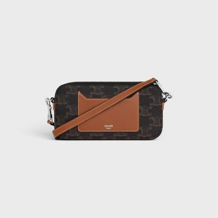 Horizontal Pouch In Triomphe Canvas With Celine Print Tan Men CELINE TECH ACCESSORIES Horizontal Pouch In Triomphe Canvas With Celine Print Tan Men CELINE TECH ACCESSORIES