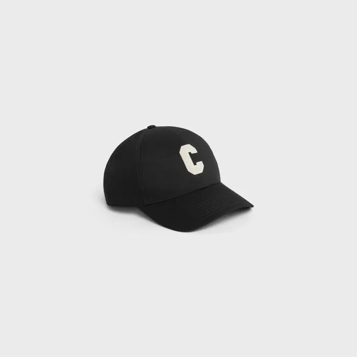 Initial Baseball Cap In Cotton Black Men CELINE HATS AND SOFT ACCESSORIES