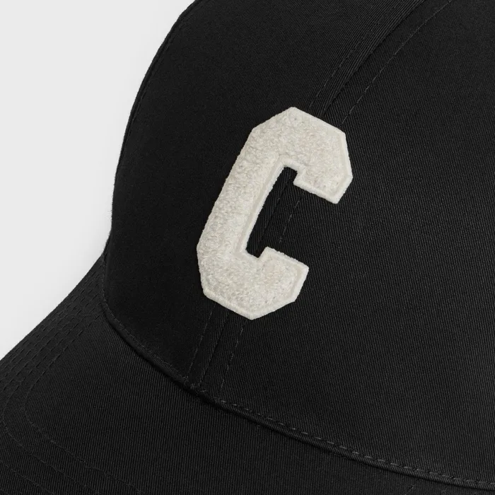 Initial Baseball Cap In Cotton Black Men CELINE HATS AND SOFT ACCESSORIES
