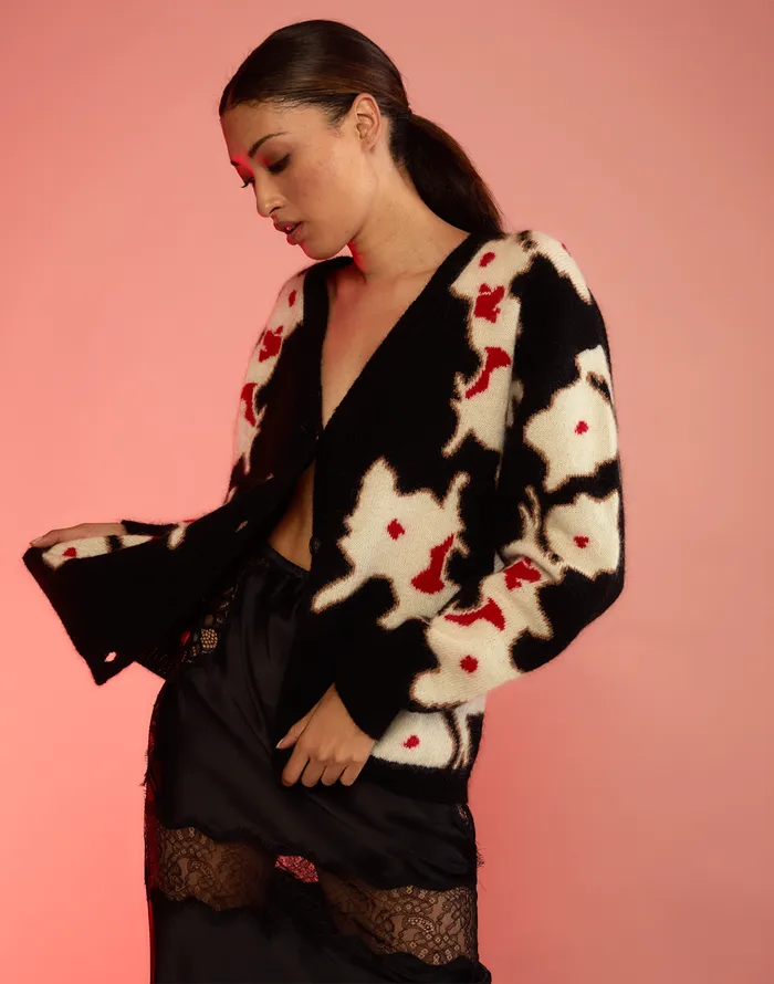 Intarsia Cardigan 8211 Blkmt Women Cynthia Rowley Tops