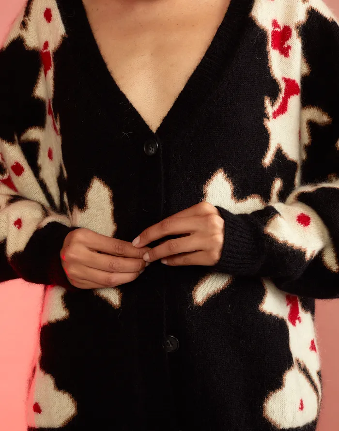 Intarsia Cardigan 8211 Blkmt Women Cynthia Rowley Tops