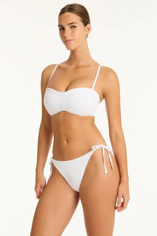 Interlace Seamless Bandeau Interlace White Women Sea Level Tops