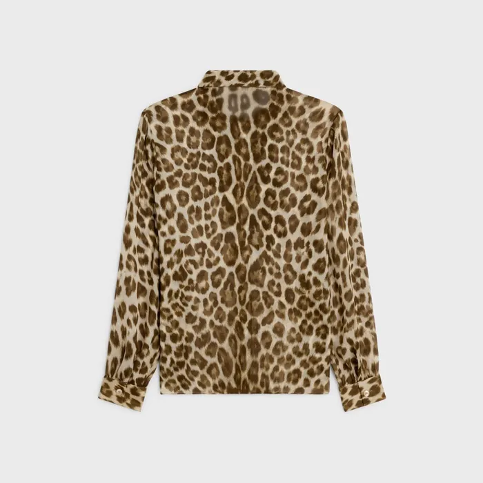 Jabot Blouse With Bow In Silk Georgette Blond Women CELINE SHIRTS AND TOPS