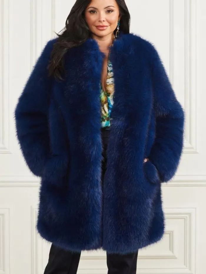 Jackets Women Marciano Amelie FauxFur Coat Still Night Multi Jackets Women Marciano Amelie FauxFur Coat Still Night Multi