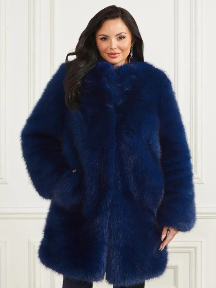 Jackets Women Marciano Amelie FauxFur Coat Still Night Multi Jackets Women Marciano Amelie FauxFur Coat Still Night Multi