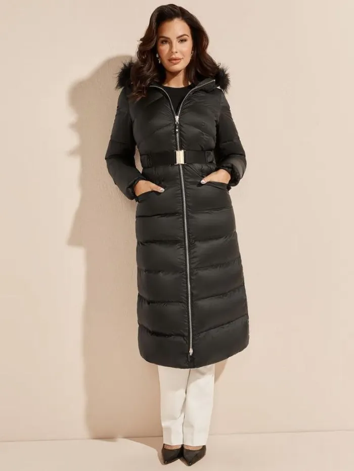 Jackets Women Marciano Elin Longline Down Jacket Black Jackets Women Marciano Elin Longline Down Jacket Black