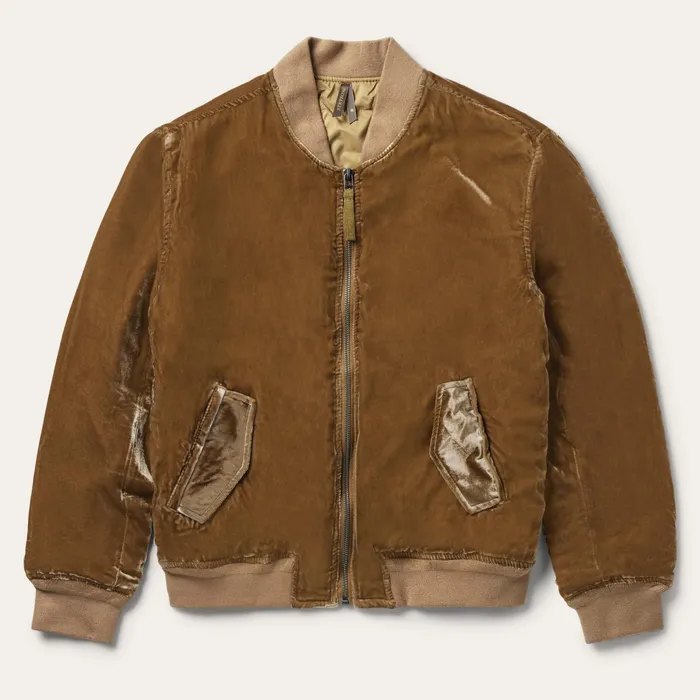 Jackets Women Stetson Embroidered Velvet Bomber Jacket Copper