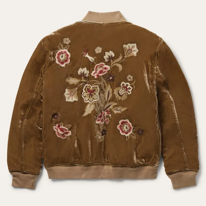 Jackets Women Stetson Embroidered Velvet Bomber Jacket Copper