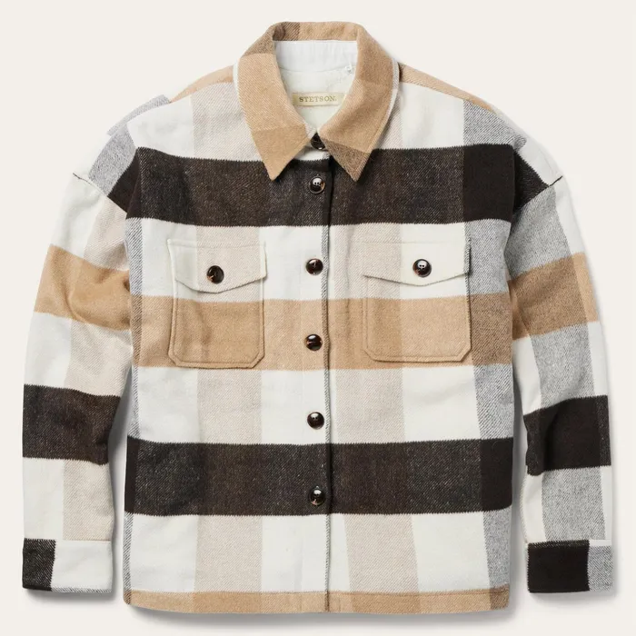 Jackets Women Stetson Oversize Plaid Shirt Jacket Brown