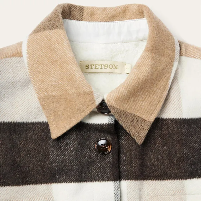 Jackets Women Stetson Oversize Plaid Shirt Jacket Brown