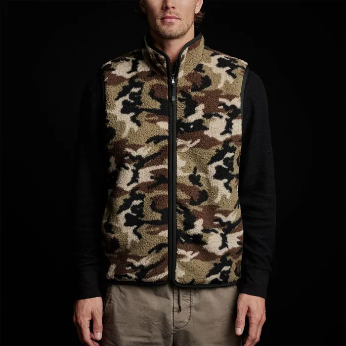 James Perse JacketsOuterwear Camo Sherpa Sport Vest Moss Camo 8211 Men