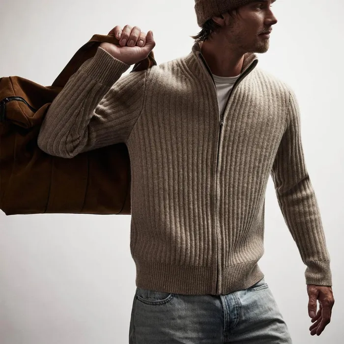 James Perse JacketsOuterwear Recycled Cashmere Cardigan Coyote 8211 Men