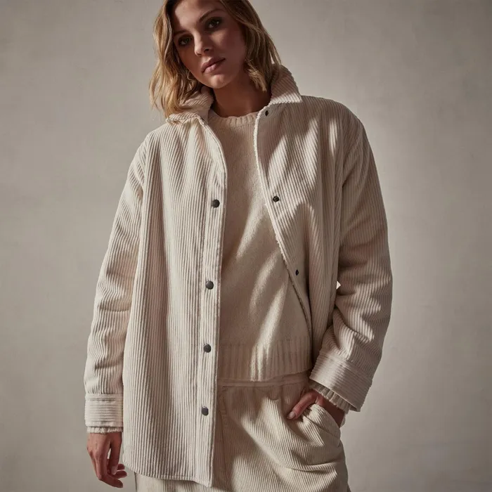 James Perse JacketsOuterwear Sherpa Lined Oversized Corduroy Jacket Canvas 8211 Women