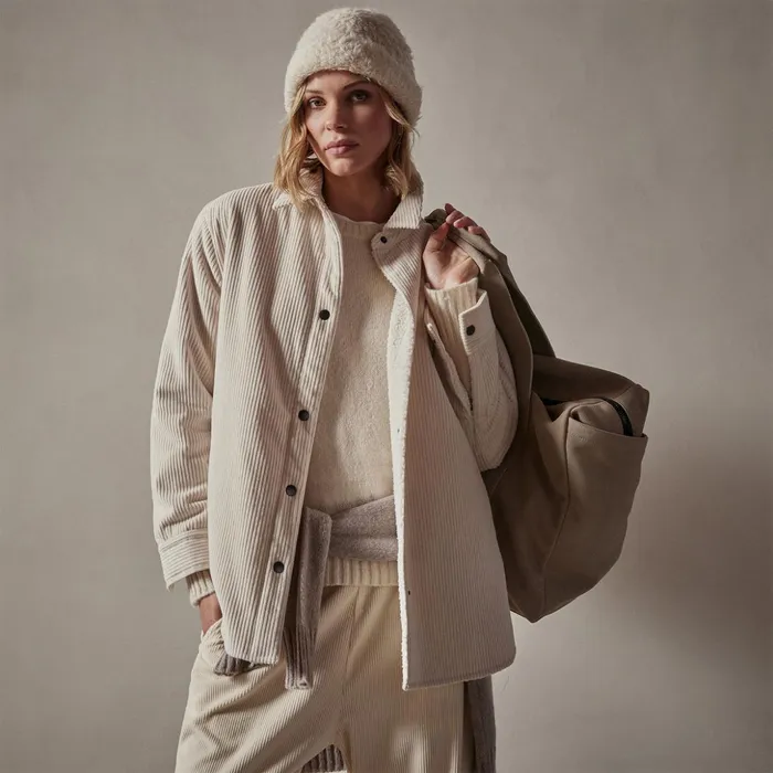 James Perse JacketsOuterwear Sherpa Lined Oversized Corduroy Jacket Canvas 8211 Women