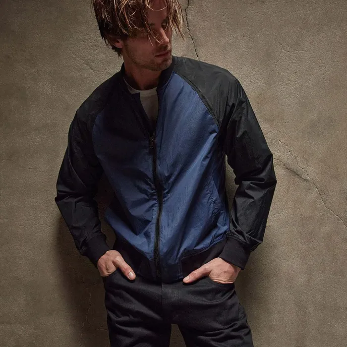 James Perse JacketsOuterwear Two Tone Nylon Bomber Jacket Imperialblack 8211 Men James Perse JacketsOuterwear Two Tone Nylon Bomber Jacket Imperialblack 8211 Men