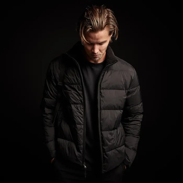 James Perse Performance Jackets Side Stripe Puffer Jacket Blackblack 8211 Men James Perse Performance Jackets Side Stripe Puffer Jacket Blackblack 8211 Men