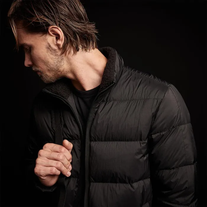 James Perse Performance Jackets Side Stripe Puffer Jacket Blackblack 8211 Men