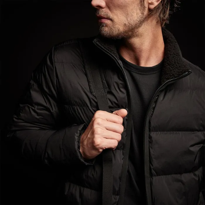 James Perse Performance Jackets Side Stripe Puffer Jacket Blackblack 8211 Men
