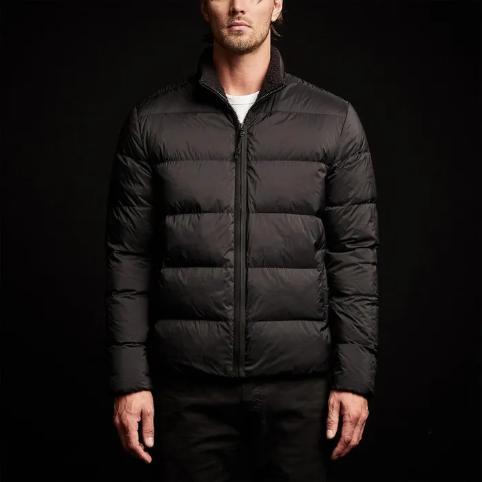 James Perse Performance Jackets Side Stripe Puffer Jacket Blackblack 8211 Men