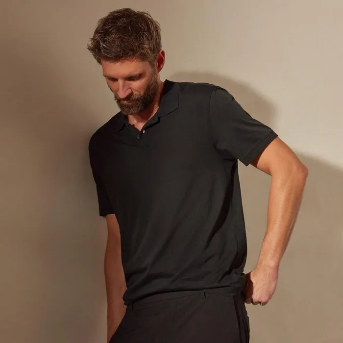 James Perse PolosNovelty Tops Luxe Lotus Jersey Polo Black 8211 Men