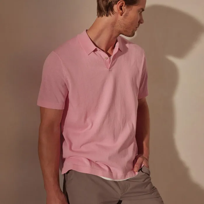 James Perse PolosNovelty Tops San Jacinto Knit Polo Peony 8211 Men