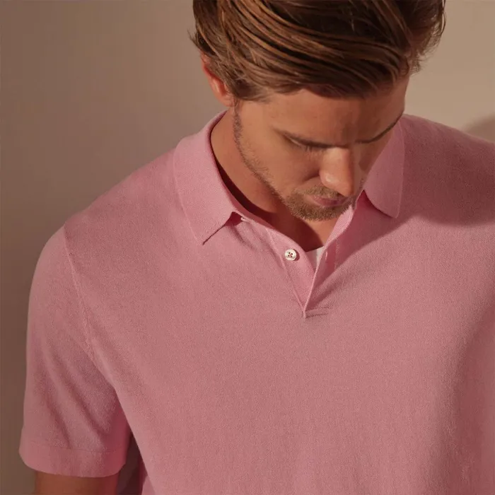 James Perse PolosNovelty Tops San Jacinto Knit Polo Peony 8211 Men