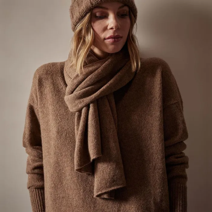 James Perse Scarves Lightweight Textured Cashmere Scarf Chestnut 8211 Women