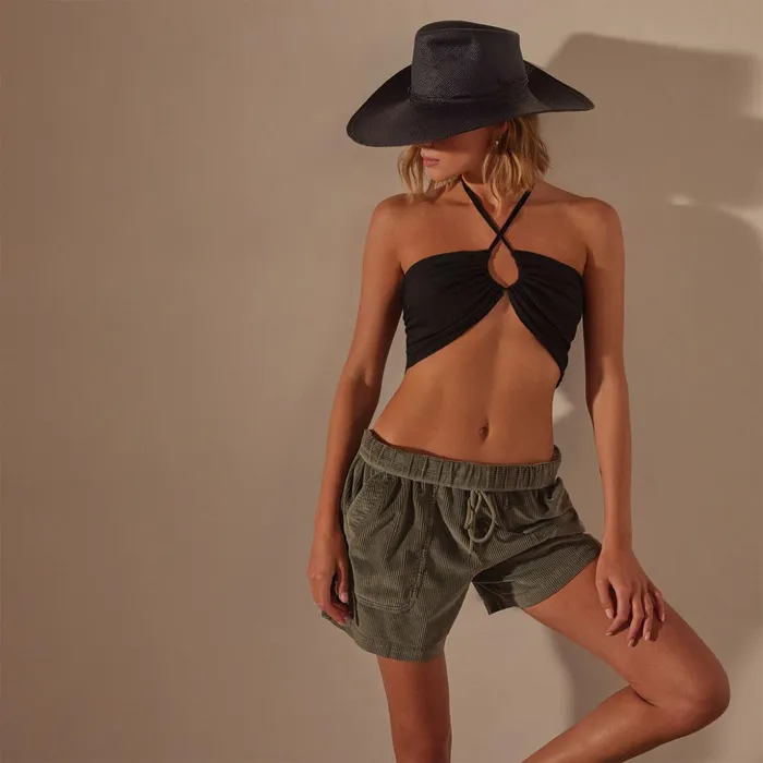 James Perse Shorts Lightweight Wide Cord Short Palm Pigment 8211 Women
