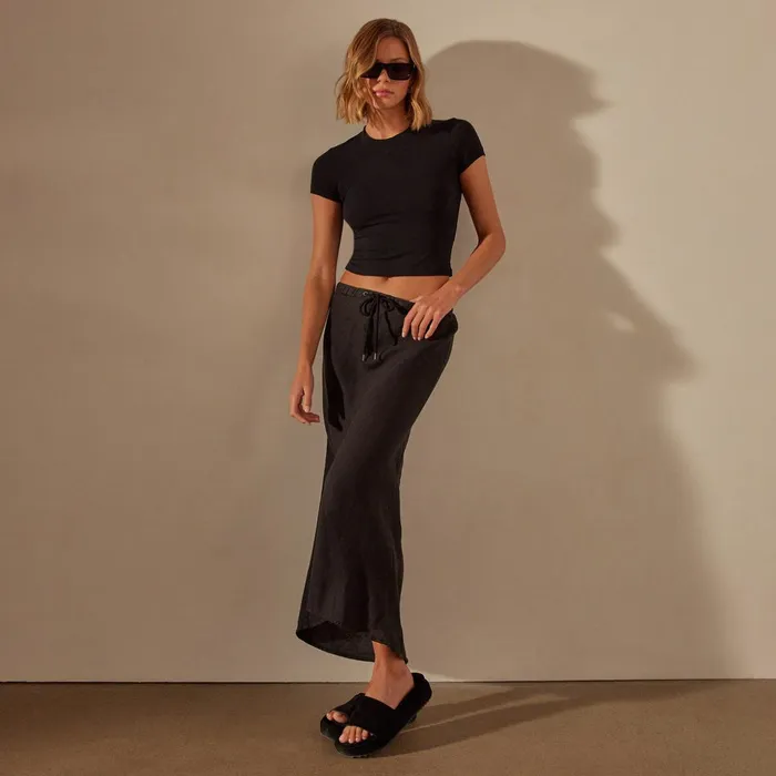 James Perse Skirts High Low Linen Skirt Black 8211 Women