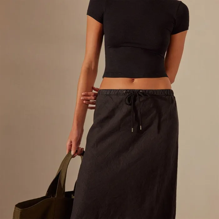 James Perse Skirts High Low Linen Skirt Black 8211 Women