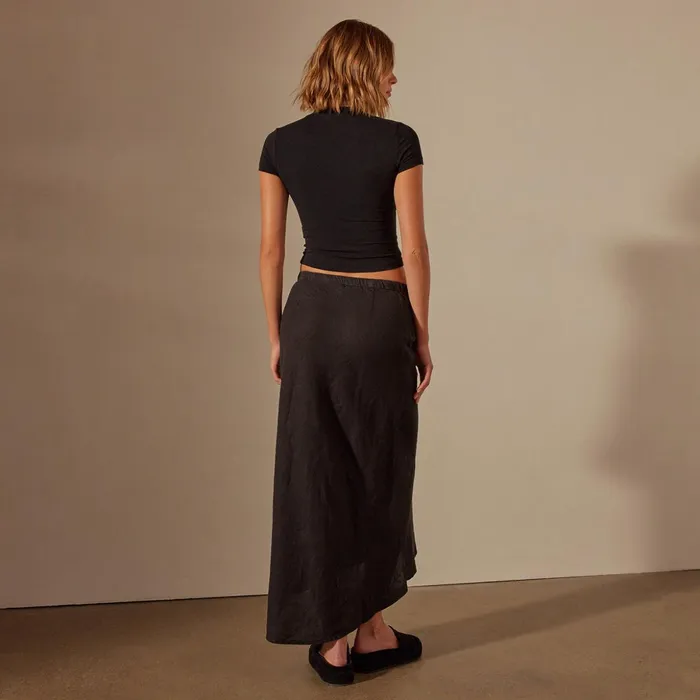 James Perse Skirts High Low Linen Skirt Black 8211 Women