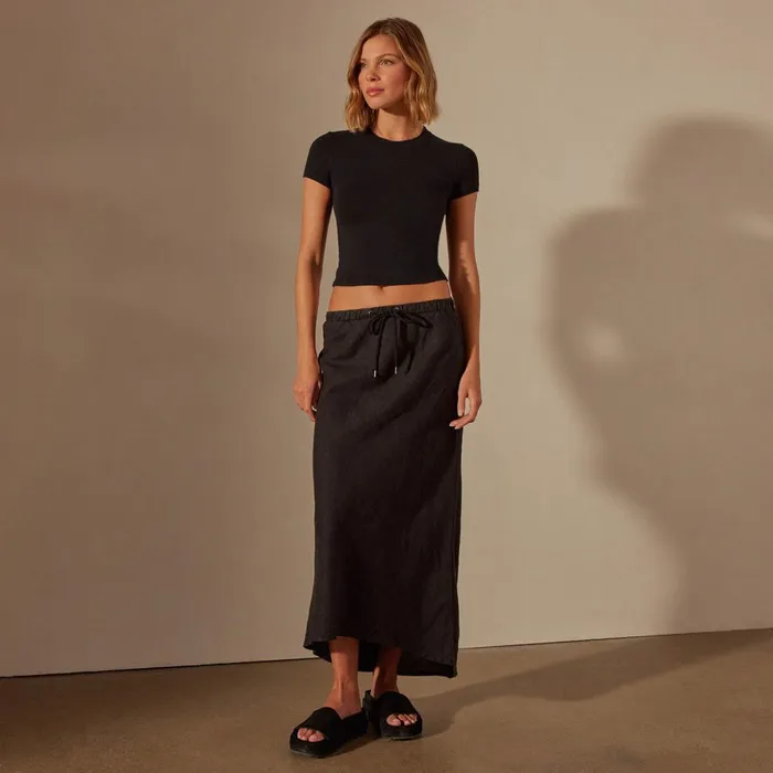 James Perse Skirts High Low Linen Skirt Black 8211 Women