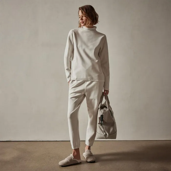 James Perse Sweat TopsBottoms Long Sleeve Polar Fleece Turtleneck Talc 8211 Women