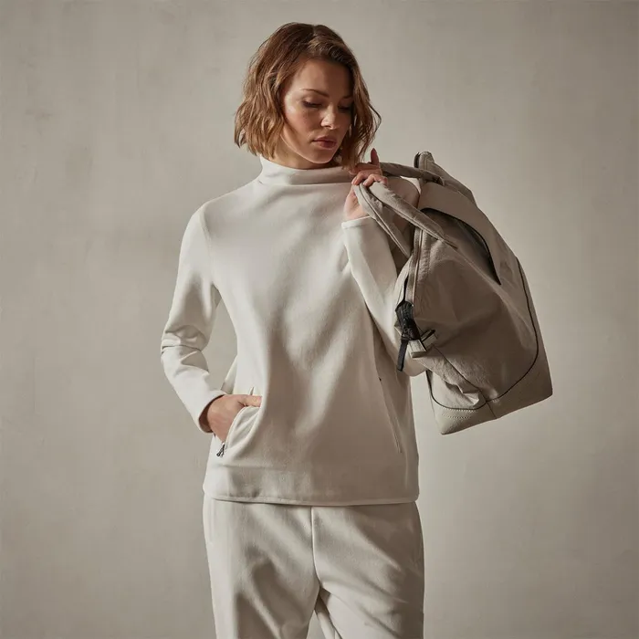 James Perse Sweat TopsBottoms Long Sleeve Polar Fleece Turtleneck Talc 8211 Women