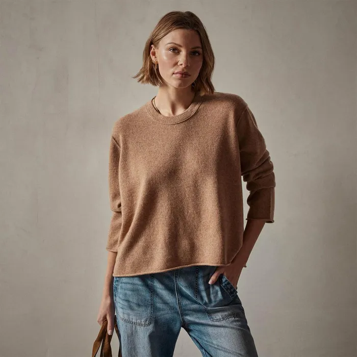 James Perse Sweaters Cashmere Boxy Crew Caramel 8211 Women