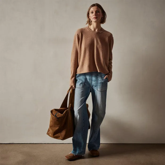 James Perse Sweaters Cashmere Boxy Crew Caramel 8211 Women