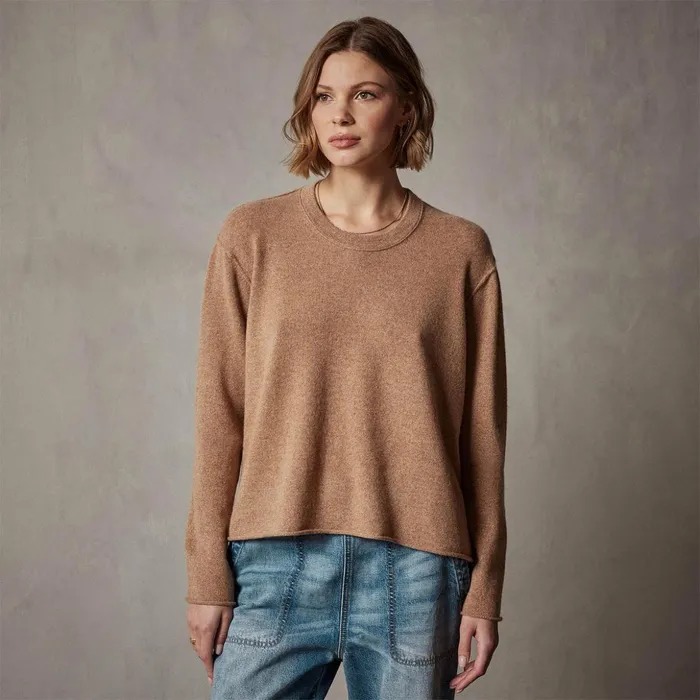James Perse Sweaters Cashmere Boxy Crew Caramel 8211 Women