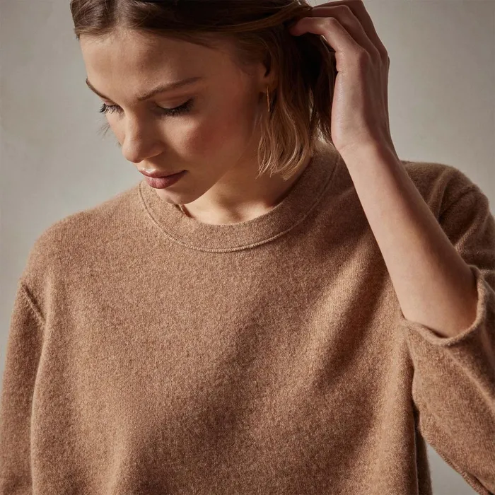 James Perse Sweaters Cashmere Boxy Crew Caramel 8211 Women