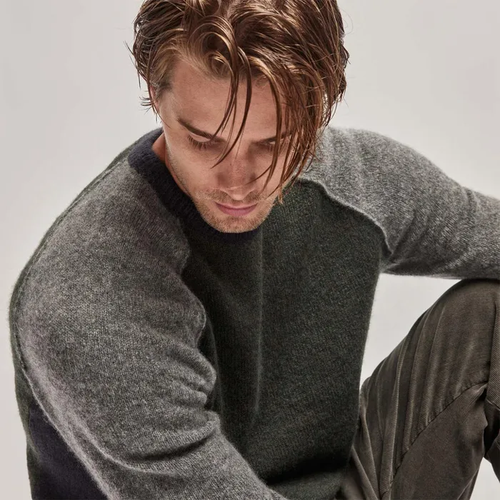 James Perse Sweaters Cashmere Raglan Sweater Shamrockthunderblack 8211 Men