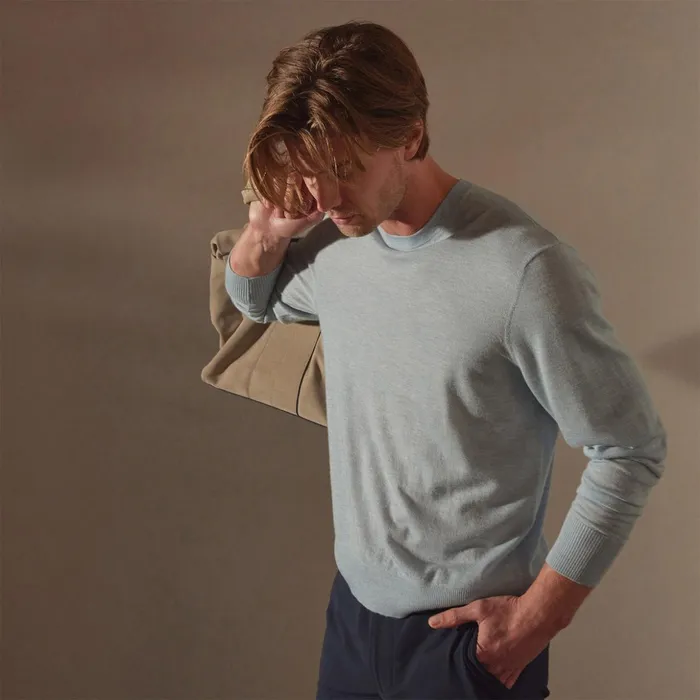 James Perse Sweaters Featherweight Cashmere Crew Open Sky 8211 Men