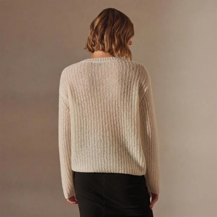 James Perse Sweaters Lightweight Open Knit Cashmere Sweater Ivory 8211 Women