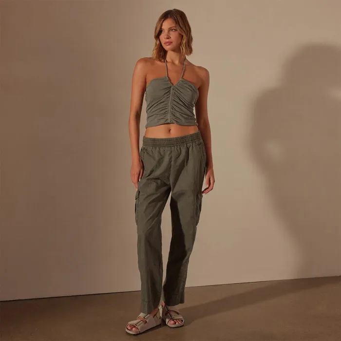 James Perse Tops Recycled Brushed Jersey Halter Neck Top Palm Pigment 8211 Women