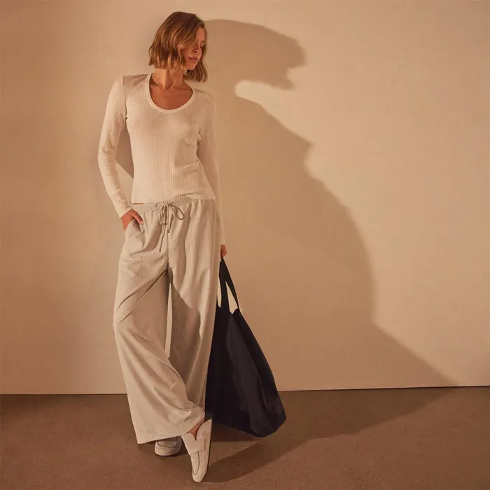 James Perse Tops Stretch Linen Ribbed U Neck White 8211 Women